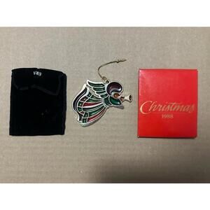 Vintage Holiday Highlights Faux Stain Glass Christmas Ornament Angel 1988 w Box